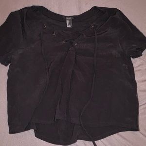 Black flowy tied up top